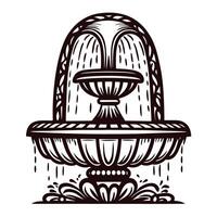 Ornate tiered water fountain design with water cascading down decorative layers vector