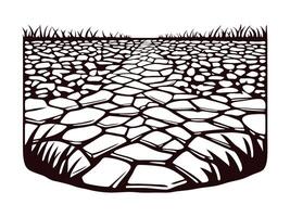 Black and white stone path leading through grass with intricate patterns vector