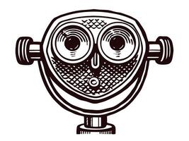 Vintage binocular viewer with owl like design and intricate details vector