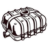 Detailed of a vintage automotive engine part with bolt and pipe vector