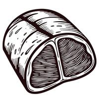 of a cut of ribeye steak with detailed textures and lines vector