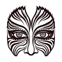 Intricate black tribal mask design with symmetrical patterns and eye details vector