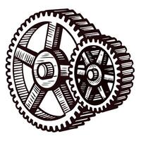 Interlocking industrial gears in motion detailed mechanical engineering design vector