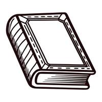 Detailed line art of a closed book with intricate cover design in monochrome sketch vector
