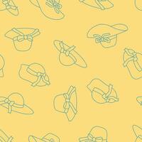 Outline Summer Hat Seamless Pattern Background for Surface Print Fabric Fashion Wrapping vector