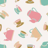 Tea Party Pattern Repeat Seamless for Wallpaper Background Cover Packaging vector