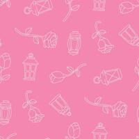 Outline Seamless Pattern of Rose Flower Lantern Background for Fashion Wrapping Print Fabric vector