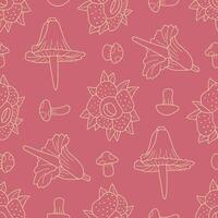 Outline Seamless Pattern of Rafflesia Flower Mushroom Background for Fashion Wrapping Print Fabric vector