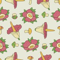 Seamless Pattern of Rafflesia Flower Mushroom Background for Fashion Wrapping Print Fabric Surface vector