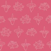Outline Rafflesia Flower Seamless Pattern Background for Print Fabric Surface Fashion Wrapping vector