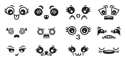 Cartoon faces with different expressions vector
