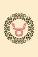 The zodiac sign of the bull is shown in a circular pattern vector