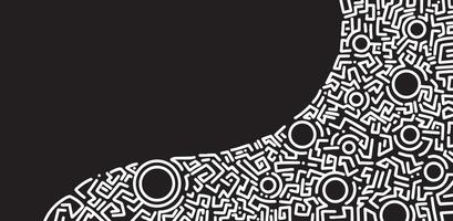 A black and white illustration of a man's face with many different shapes vector