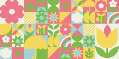Spring minimalist geometric design for banner, card, cover, vector