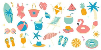 Summer elements set Isolated on white background. vector