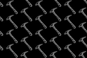 old pickaxe miner doodle seamless pattern on black background for miner, explorer, adventure pole pickaxe engraving pattern background. retro pickaxe mining tool hatching illustration wallpaper vector