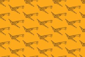 timber crossbow weapon doodle seamless pattern on yellow background for hunting merchandise. ranged weapon engraving pattern background for adventure. retro crossbow hatching illustration wallpaper vector
