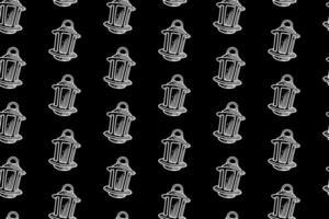 classic oil lantern doodle seamless pattern on black background for miner, explorer, adventure and camping oil lamp engraving pattern background. retro oil lantern hatching illustration background vector