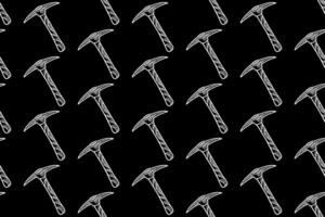 drifting pickaxe miner doodle seamless pattern on black background for miner, explorer, adventure pickaxe engraving pattern background. retro pickaxe mining tool hatching illustration wallpaper vector