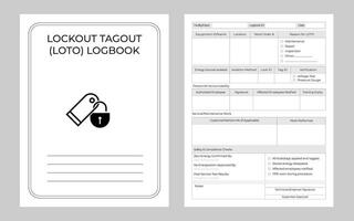 Lockout Tagout Logbook Notebook Tracker vector