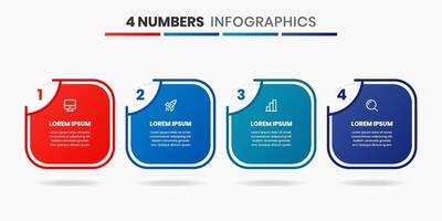 Square Infographic Element Design Templates with Icons and 4 Numbers. Suitable for Process Diagram, Workflow Layout, Banner, Flow Chart, Infographic vector