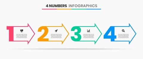 Simple Infographic Element Design Templates with Icons and 4 Numbers. Suitable for Presentations, Workflow Layout, Banner, Flow Chart, Infographic vector