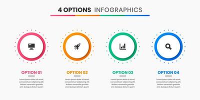 Circle Infographic Element Design Templates with Icons and 4 Options or Steps. Suitable for Process Diagram, Presentations, Banner, Flow Chart, Infographic vector