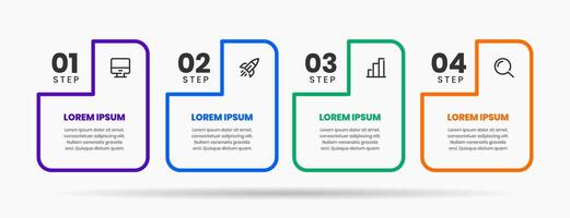 Line Infographic Element Design Templates with Icons and 4 Steps. Suitable for Process Diagram, Presentations, Workflow Layout, Banner, Flow Chart, Infographic vector