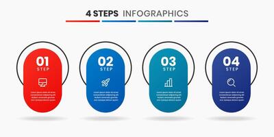Simple Infographic Element Design Templates with Icons and 4 Steps. Suitable for Presentations, Workflow Layout, Banner, Flow Chart, Infographic vector