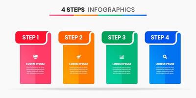 Abstract Infographic Element Design Templates with Icons and 4 Steps. Suitable for Process Diagram, Presentations, Workflow Layout, Flow Chart vector