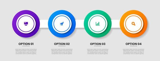 Circle Infographic Element Design Templates with Icons and 4 Options or Steps. Suitable for Process Diagram, Presentations, Workflow Layout, Banner, Flow Chart, Infographic vector