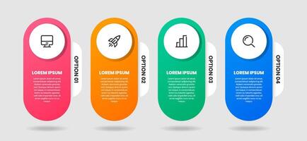 Colorful Infographic Element Design Templates with Icons and 4 Options. Suitable for Process Diagram, Presentations, Workflow Layout, Banner, Flow Chart vector