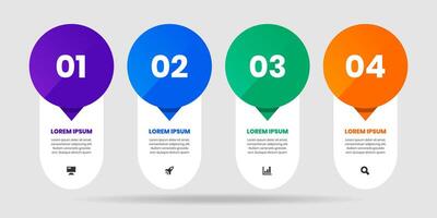 Infographic Element Design Templates with Icons and 4 Numbers. Suitable for Process Diagram, Presentations, Banner, Flow Chart, Infographic. vector