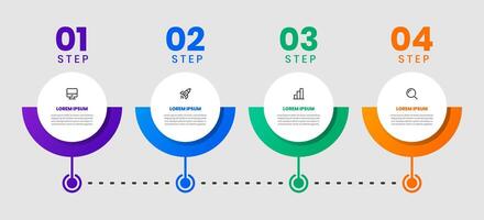 Circle Infographic Element Design Templates with Icons and 4 Steps. Suitable for Process Diagram, Presentations, Workflow Layout, Banner, Flow Chart, Infographic vector