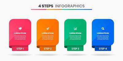 Abstract Infographic Element Design Templates with Icons and 4 Steps. Suitable for Presentations, Workflow Layout, Banner, Flow Chart, Infographic. vector