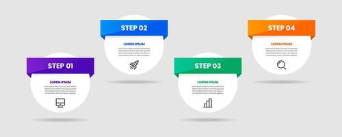 Simple Infographic Element Design Templates with Icons and 4 Steps. Suitable for Process Diagram, Presentations, Workflow Layout, Infographic. vector