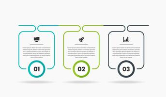 Line Infographic Element Design Templates with Icons and 3 Numbers. Suitable for Process Diagram, Presentations, Banner, Flow Chart, Infographic vector