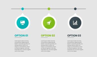Timeline Infographic Element Design Templates with Icons and 3 Options. Suitable for Process Diagram, Presentations, Workflow Layout, Flow Chart, Infographic. vector
