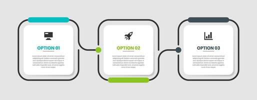 Square Infographic Element Design Templates with Icons and 3 Options. Suitable for Process Diagram, Presentations, Workflow Layout, Banner, Flow Chart vector
