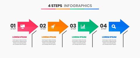 Arrows Infographic Element Design Templates with Icons and 4 Options or Steps. Suitable for Process Diagram, Presentations, Workflow Layout, Banner, Flow Chart, Infographic vector