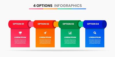 Infographic Element Design Templates with Icons and 4 Options or Steps. Suitable for Process Diagram, Presentations, Banner, Flow Chart vector