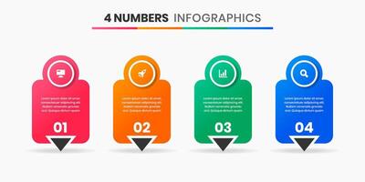 Abstract Infographic Element Design Templates with Icons and 4 Numbers. Suitable for Process Diagram, Presentations, Flow Chart, Infographic. vector
