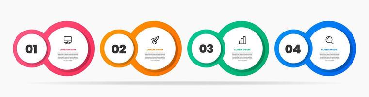 Circle Infographic Element Design Templates with Icons and 4 Numbers. Suitable for Process Diagram, Presentations, Workflow Layout, Banner, Flow Chart, Infographic vector