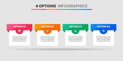 Abstract Infographic Element Design Templates with Icons and 4 Options or Steps. Suitable for Process Diagram, Presentations, Workflow Layout, Banner, Flow Chart, Infographic vector
