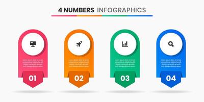 Infographic Element Design Templates with Icons and 4 Numbers. Suitable for Process Diagram, Presentations, Workflow Layout, Banner, Flow Chart, Infographic vector
