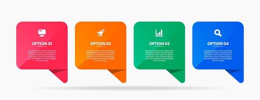 Infographic Element Design Templates with Icons and 4 Options or Steps. Suitable for Process Diagram, Presentations, Workflow Layout, Infographic vector