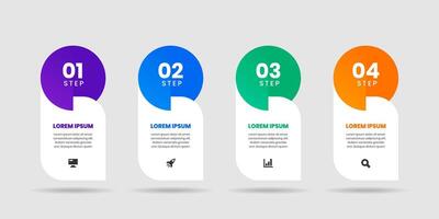 Simple Infographic Element Design Templates with Icons and 4 Steps. Suitable for Process Diagram, Presentations, Workflow Layout, Banner, Flow Chart, Infographic vector