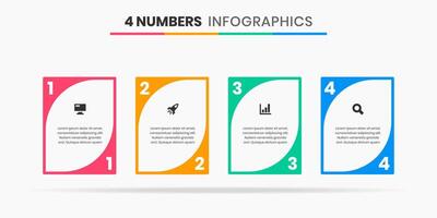 Infographic Element Design Templates with Icons and 4 Numbers. Can be Use for Process Diagram, Presentations, Workflow Layout vector