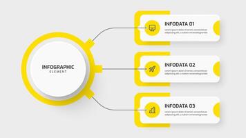 Business Central Circle Infographic Template with Yellow Color Circle Label 3 Option and Icon vector