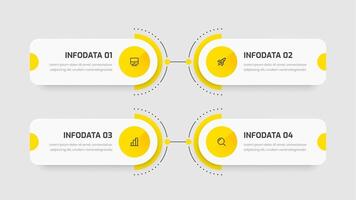 Infographic Template with Yellow Color Circle Label 4 Option and Icon vector